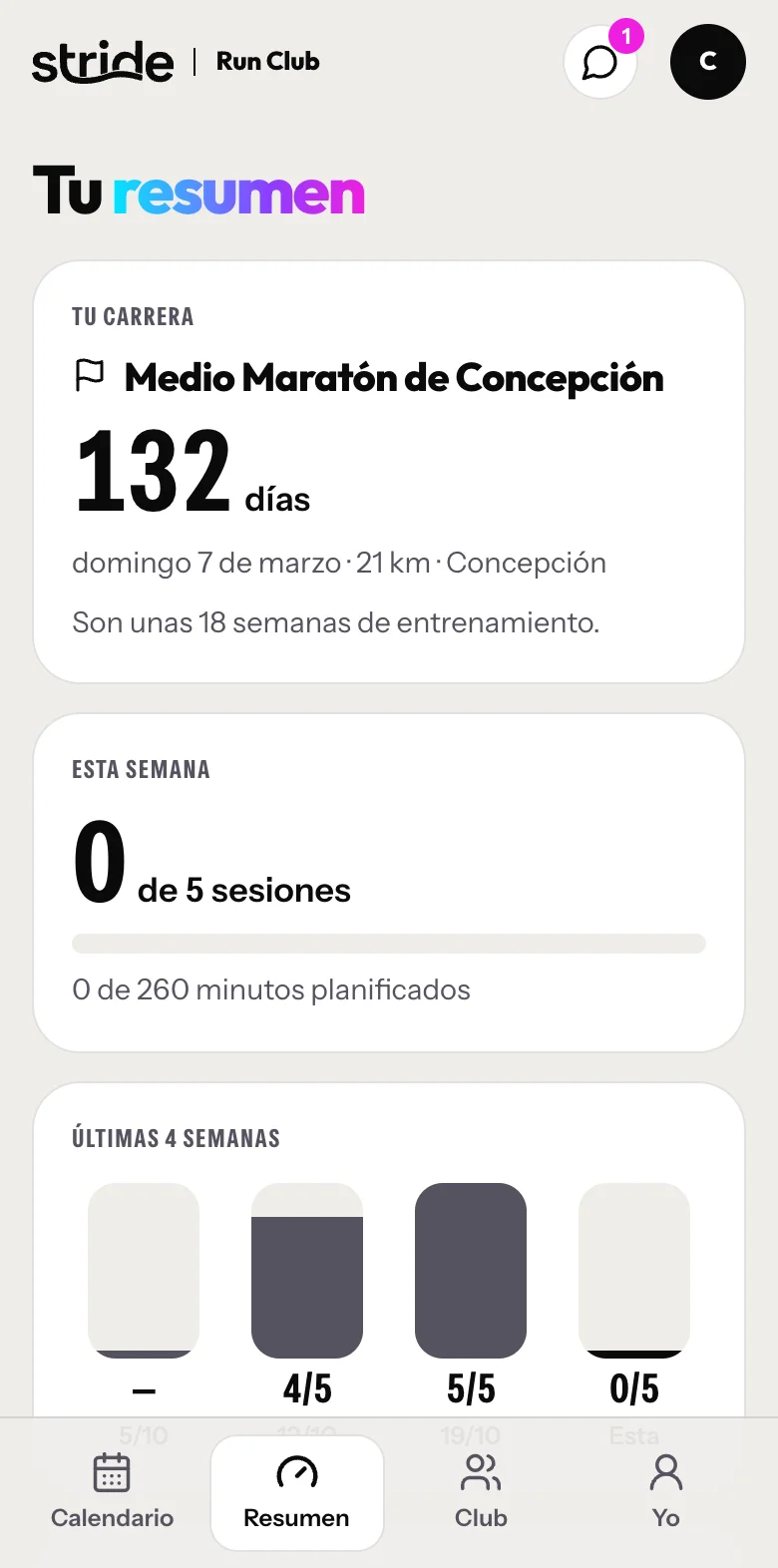 Pantalla de Tu resumen del área de miembros
