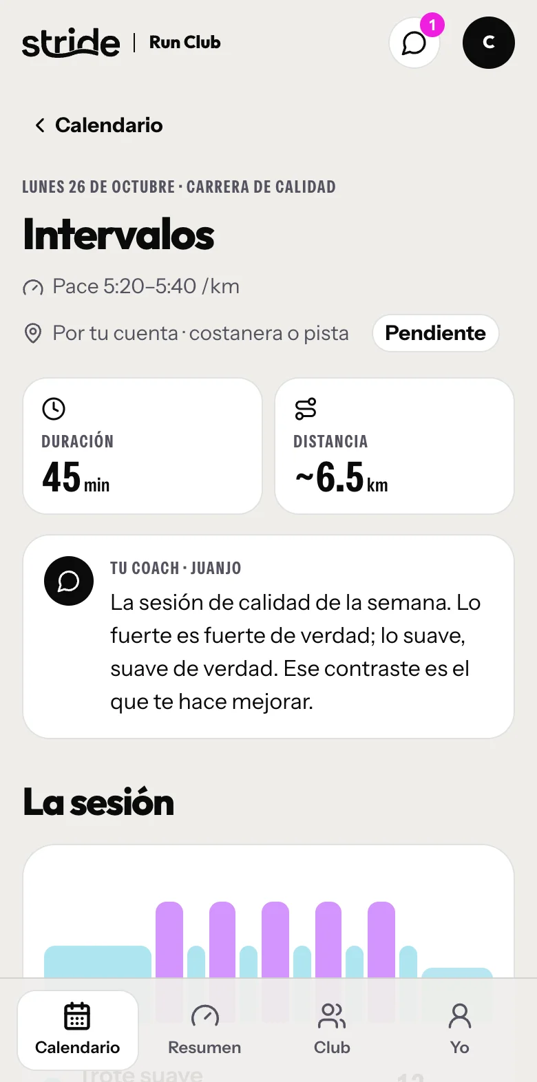 Pantalla de Tu sesión del área de miembros